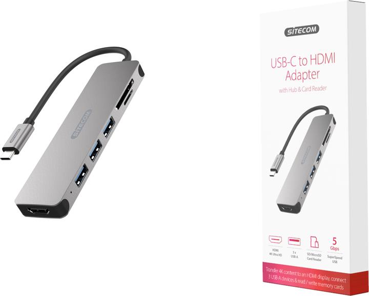 Actual product image Sitecom CN-407 (USB-C, 6 ports)