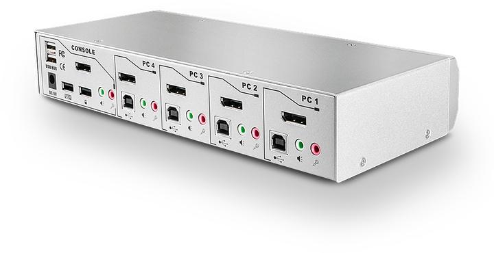 Produktbild Lindy 4 Port DisplayPort 1.2 KVM Switch Pro Audio USB 2.0