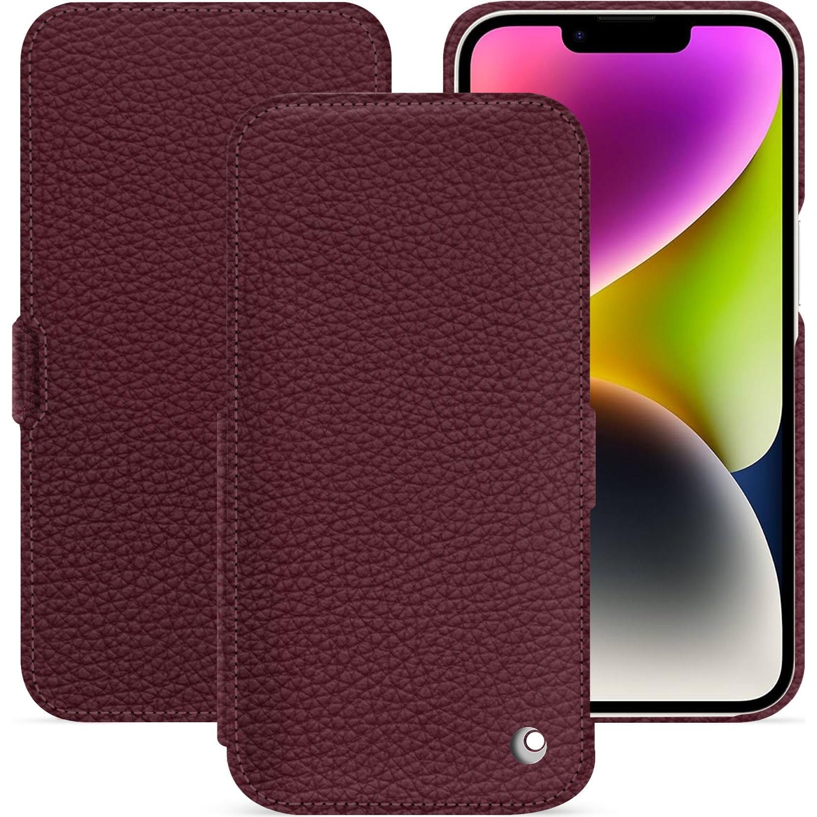 Noreve Lederschutzhülle horizontal (Apple iPhone 15 Plus), Smartphone Hülle, Violett
