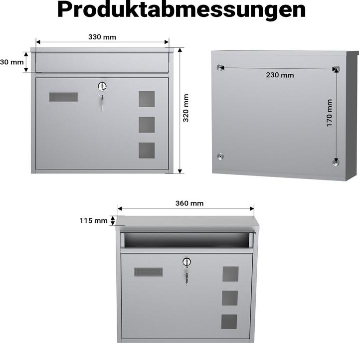Actual product image Wiltec Design Mailbox V12 Letterbox Postbox Pillar Letter Mail Post Box