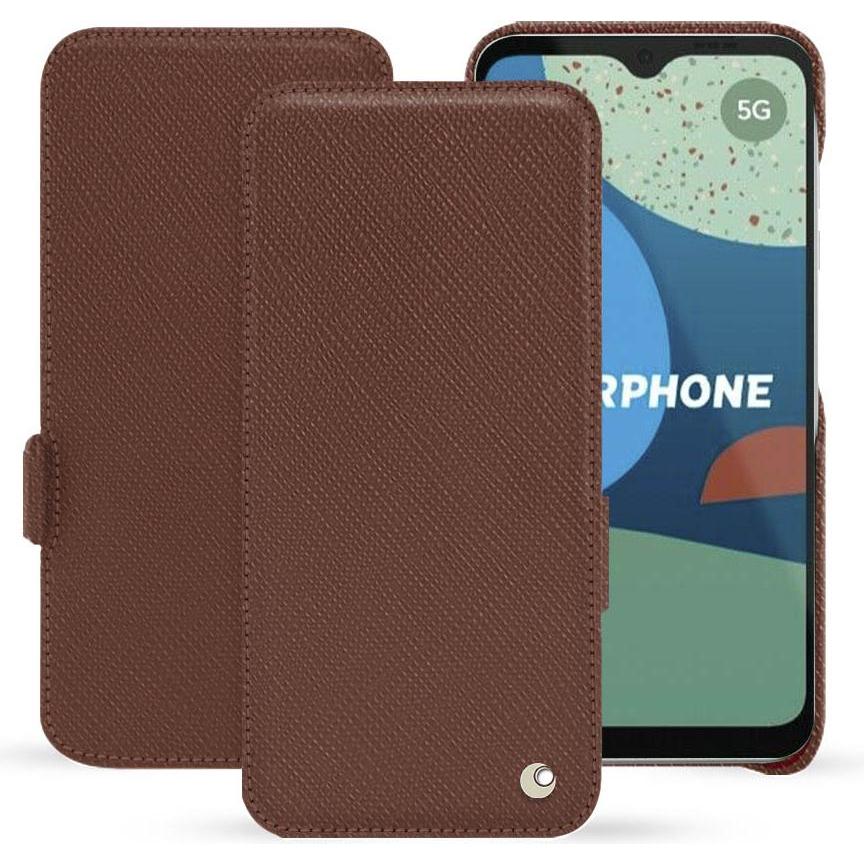 Noreve Lederschutzhülle horizontal (Fairphone 4), Smartphone Hülle, Braun