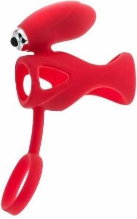Produktbild Toyfa Schwarz & Rot, Penisring mit Vibration, Klitoris-Stimulation, Silikon, rot 14,5 cm