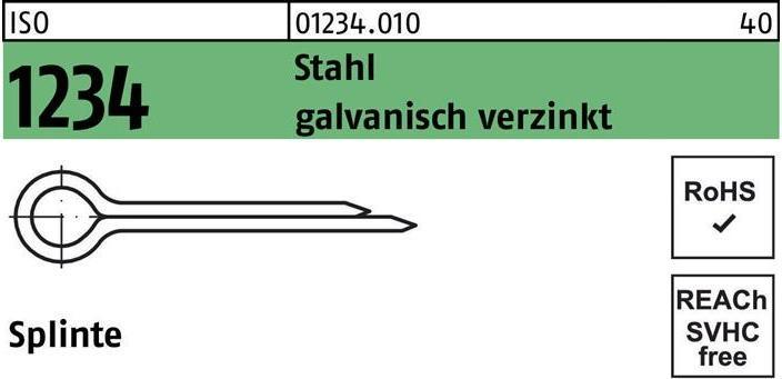 Actual product image Split pins ISO 1234 2 x 10 galvanised steel