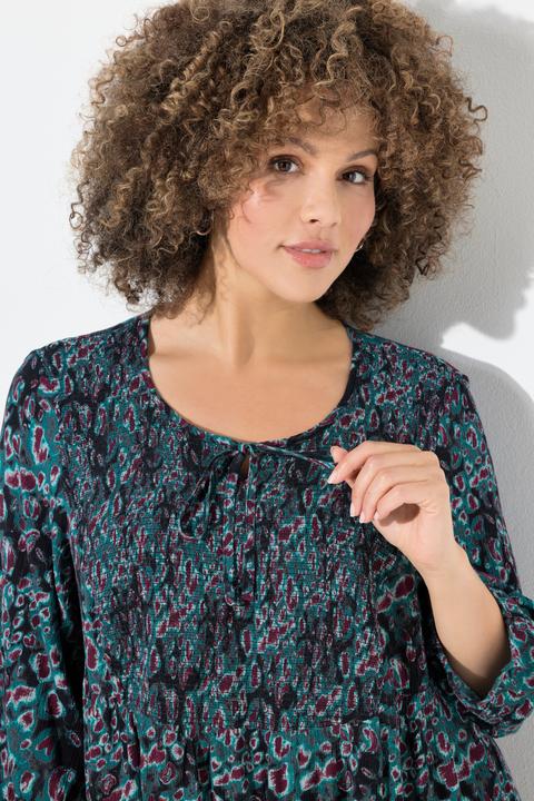 Immagine prodotto Ulla Popken Smokbluse, Leomuster, A-Linie, Rundhals, 3/4-Arm (54)