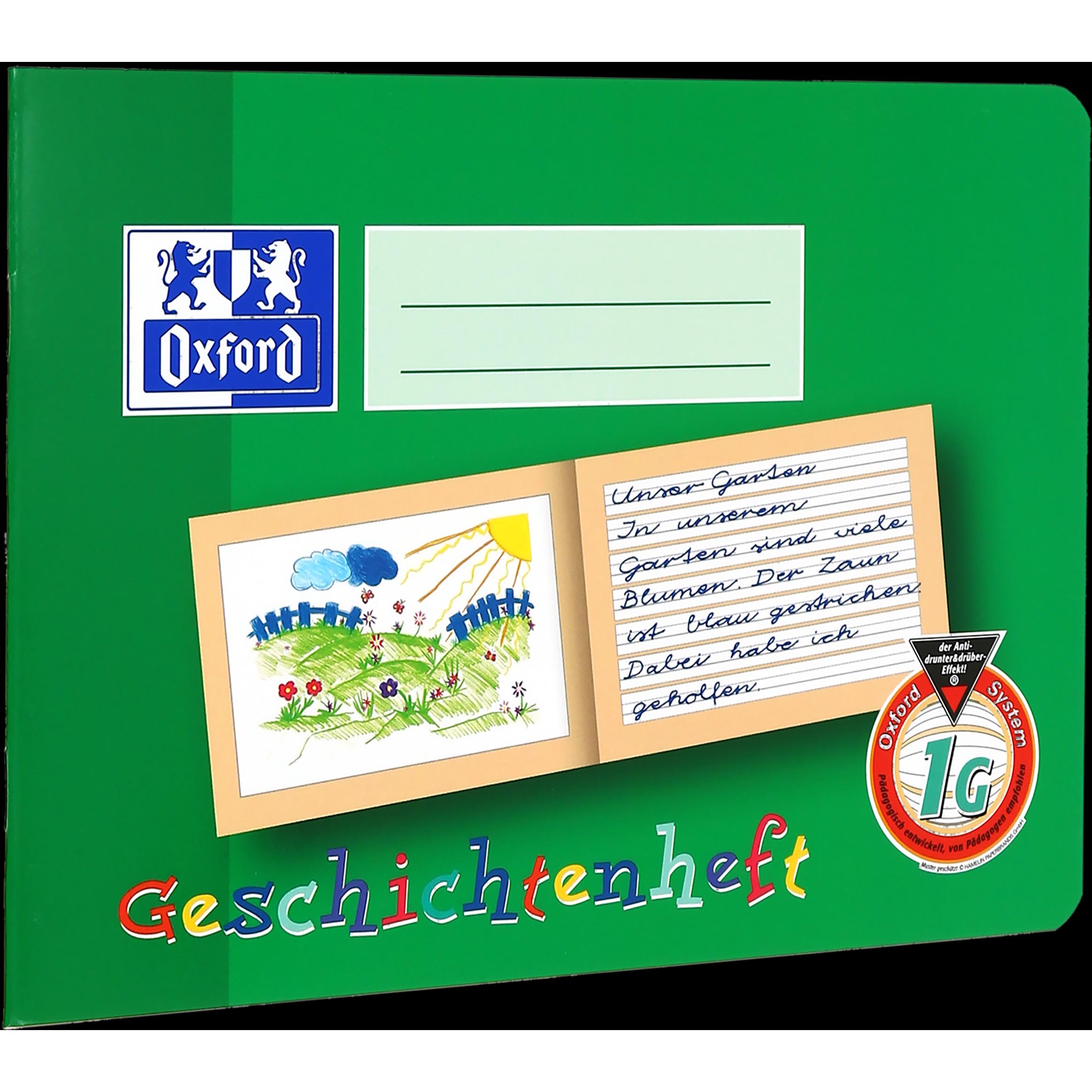 Oxford, Heft + Block, Geschichtenheft, A5 quer (A5, Liniert, Weicher Einband)