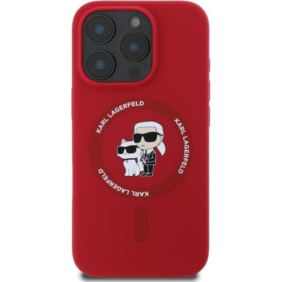 Thumbnail - Karl Lagerfeld KLHMP16LSCMKCRHR iPhone 16 Pro czerwony/red HC MagSafe Silicone KC Heads Ring (Apple iPhone 16 Pro), Smar...