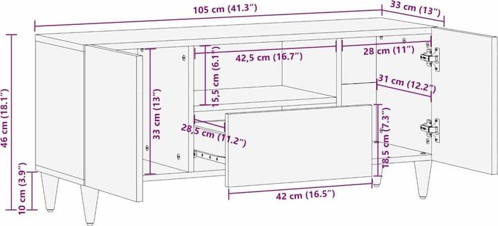 Actual product image vidaXL TV-Schränk (33 x 105 x 46 cm)