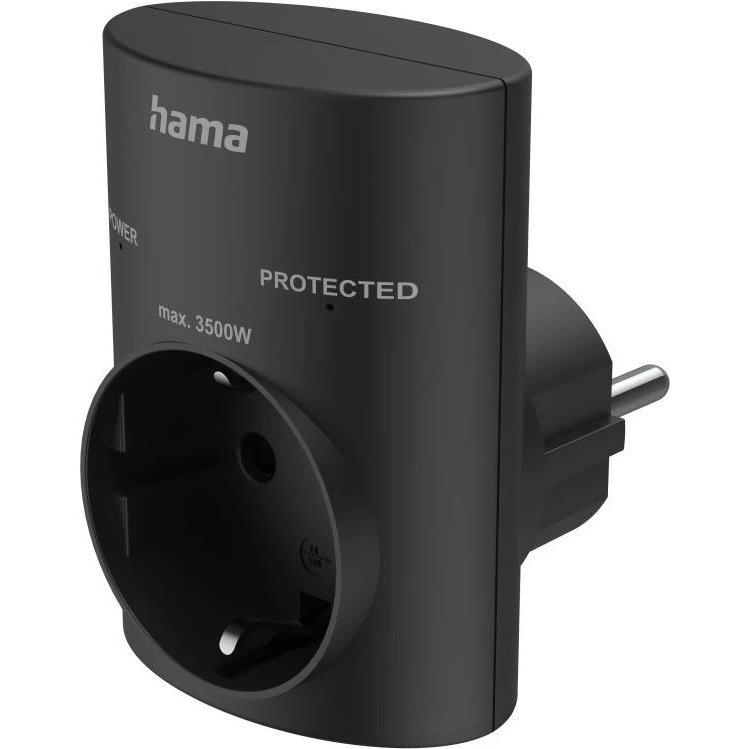 Hama, Smart Plug, Steckdosenadapter, Schutzkontakt, Überspannungsschutz, Netzspannung, Schw
