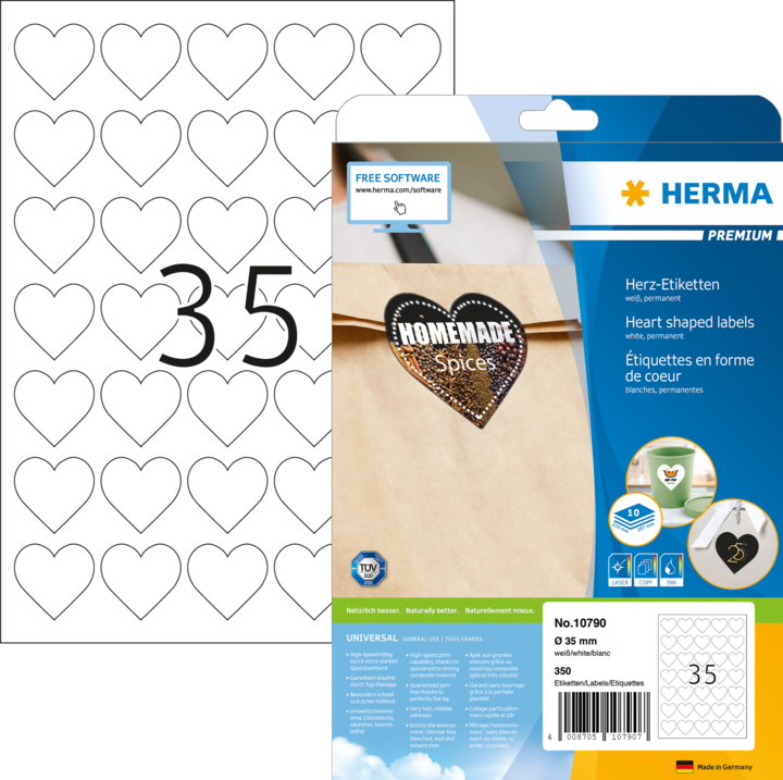Image du produit Herma Étiquettes coeur A4