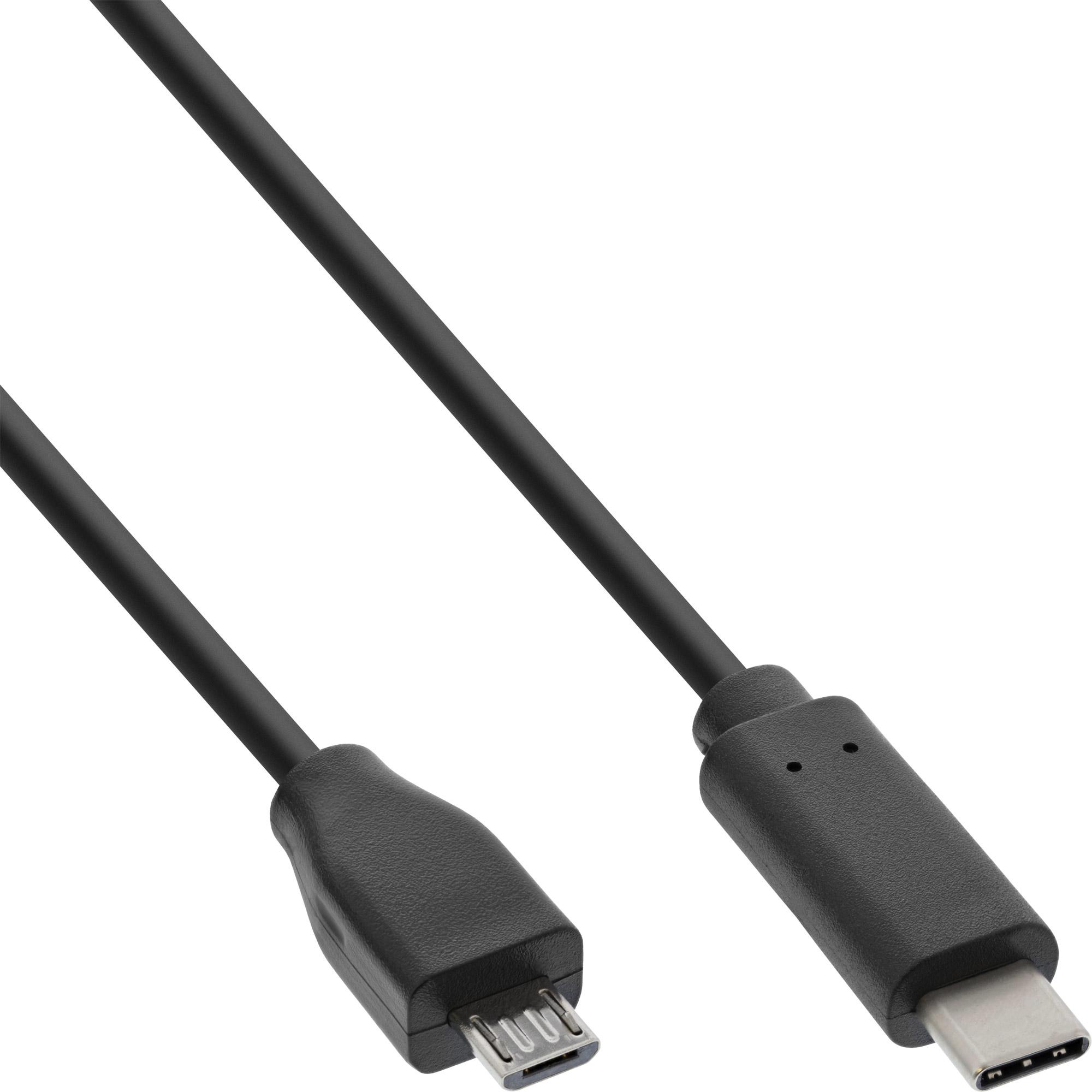 InLine USB 2.0 Kabel Typ C Stecker an Micro-B Stecker schwarz 1m (1 m, USB 2.0), USB Kabel