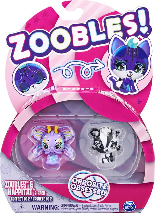 Actual product image Spin Master Zoobles Animals Rainbow Butterfly and -White Fox - 2 collectible figures with transformation