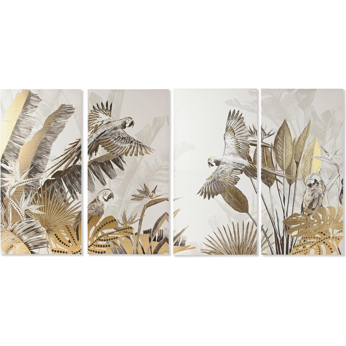 Esprit, Quadri, Set of 4 pictures Home Beige Golden Tropical 280 x 3,2 x 140 cm (280 x 140 cm)