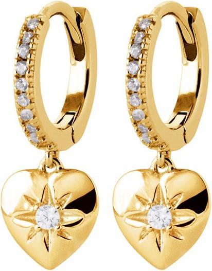 Actual product image Lara Gold plated CREOLES - 10MM - ZIRCONIA - HEART