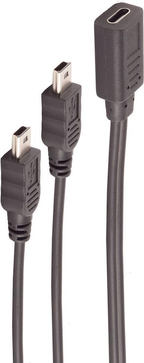 Produktbild Shiverpeaks ®-BASIC-S--Adapter, USB C Buchse auf 2x USB Mini B Stecker, Y-Kabel, 2.0, schwarz, 0,3m (0.30 m, USB 2.0)