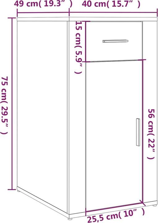 Produktbild vidaXL Schreibtischschrank (40 x 49 x 75 cm)