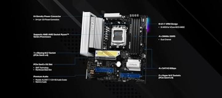 Actual product image AsRock B850M Pro RS (AM5, AMD B850, mATX)