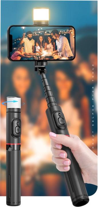 Image du produit Deltalabs Selfie Stick Tripod Support avec LED + déclencheur à distance Bluetooth