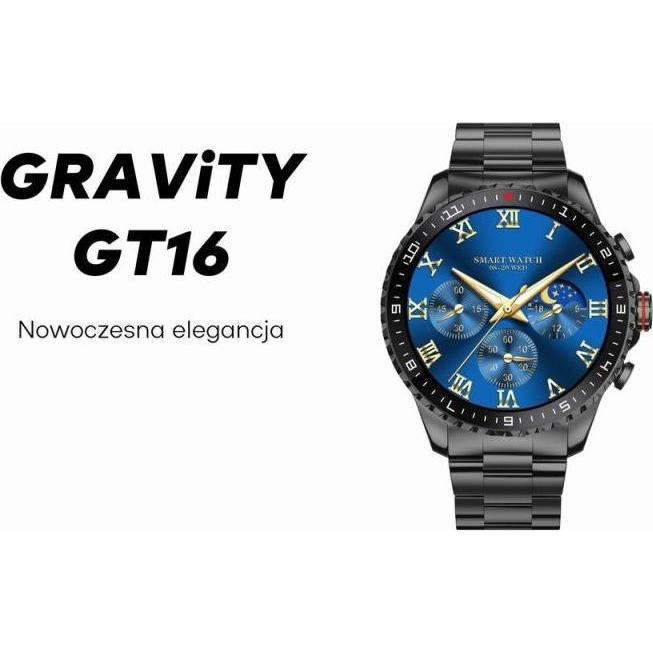 Gravity Herren-Smartwatch GT16-2 Schwarz / Schwarzes Armband (48 Mm), Smartwatch