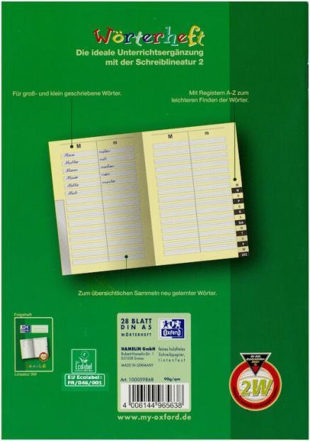 Produktbild Oxford Wörterheft, A5, Lineatur 2W (A5, Liniert, Harter Einband)