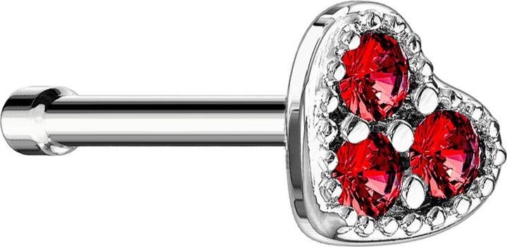 Immagine prodotto Star Piercing Nasenstecker gerade silber Herz Kristall rot (Ottone, Acciaio chirurgico 316L)