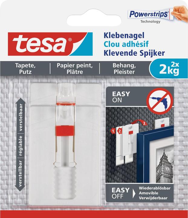 Klebenagel für Tapete & Putz, 2kg Halteleistung, höhenverstellbar