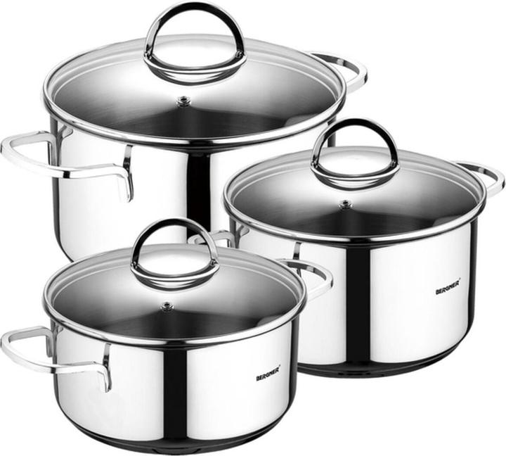 Bergner Topfset Classic Silberfarben 6 Stücke (Steelpan, Roestvrij staal, 16 x 9.50 cm)