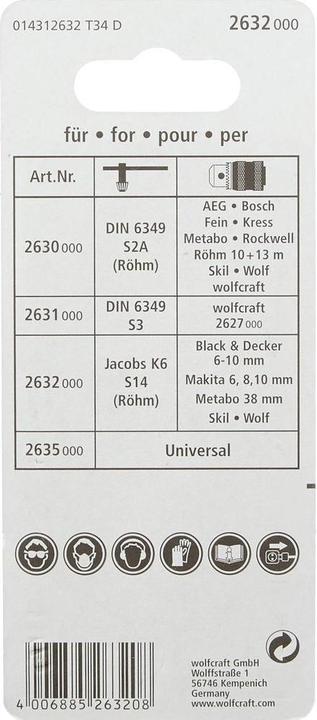 Produktbild wolfcraft 1 Bohrfutterschlüssel Jacobs K6, S14
