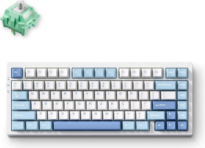 Actual product image Mchose G75 Pro Blue Matcha Latte V2 Tri-Mode Gasket Mechanical Keyboard (US, Cable, Wireless)