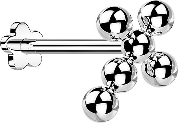 Actual product image Star Piercing Micro threadless labret flower silver cross beads (Titanium, without brass)