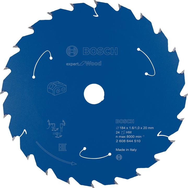 Image du produit Bosch Professional Zubehör Lame de scie circulaire sans fil Expert for Wood, 184 x 1,6/1 x 20, 24 dents