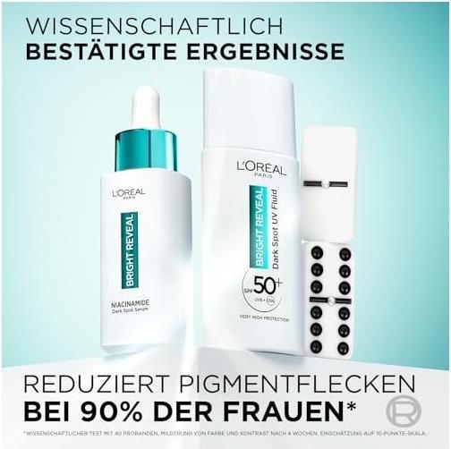 Produktbild L'Oréal Paris L'Oreal Bright Reveal Fluid SPF 50 mit Niacinamid Sonnenschutz (50 ml)
