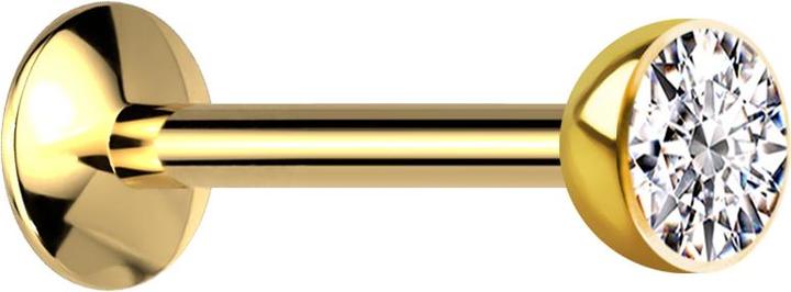 Immagine prodotto Star Piercing Micro Innengewinde Labret UFO vergoldet Halbkugel mit Kristall silber (senza ottone, Titanio)