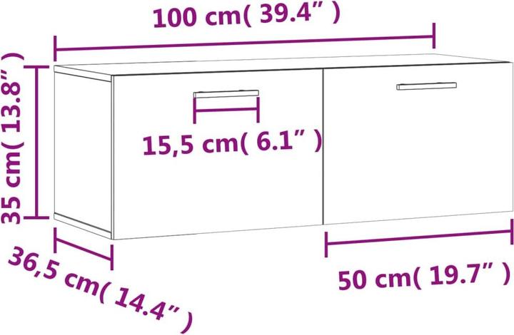 Immagine prodotto vidaXL Armadio a muro in rovere fumé 100x36,5x35 cm prodotto derivato dal legno (100 x 36,5 x 35 cm)