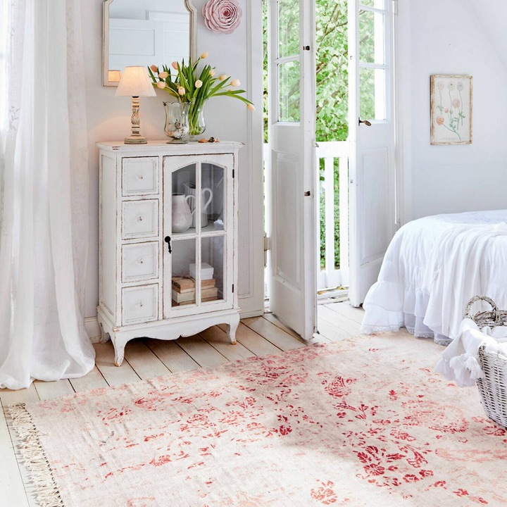 Image du produit Loberon Tapis Arica rose/blanc (140 x 200 cm)