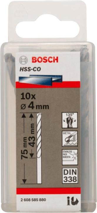 Produktbild Bosch Professional Zubehör PRO Stainless Steel HSS-Co Spiralbohrer, 4 x 43 x 75 mm (4 mm)