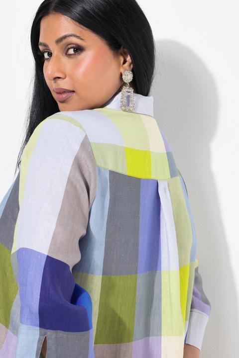 Produktbild Ulla Popken Leinen-Longbluse, Hemdkragen, Taschen, 3/4-Arm (46, 48)