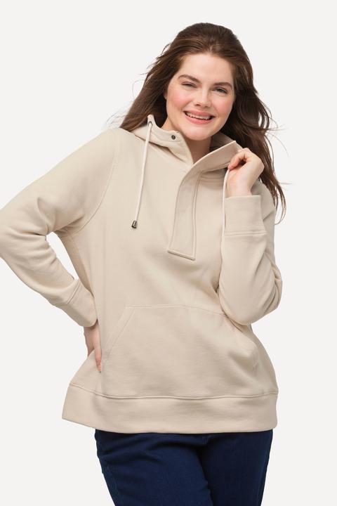 Immagine prodotto Ulla Popken Maglia di cotone biologico con cappuccio, zip e maniche lunghe (46, 48)