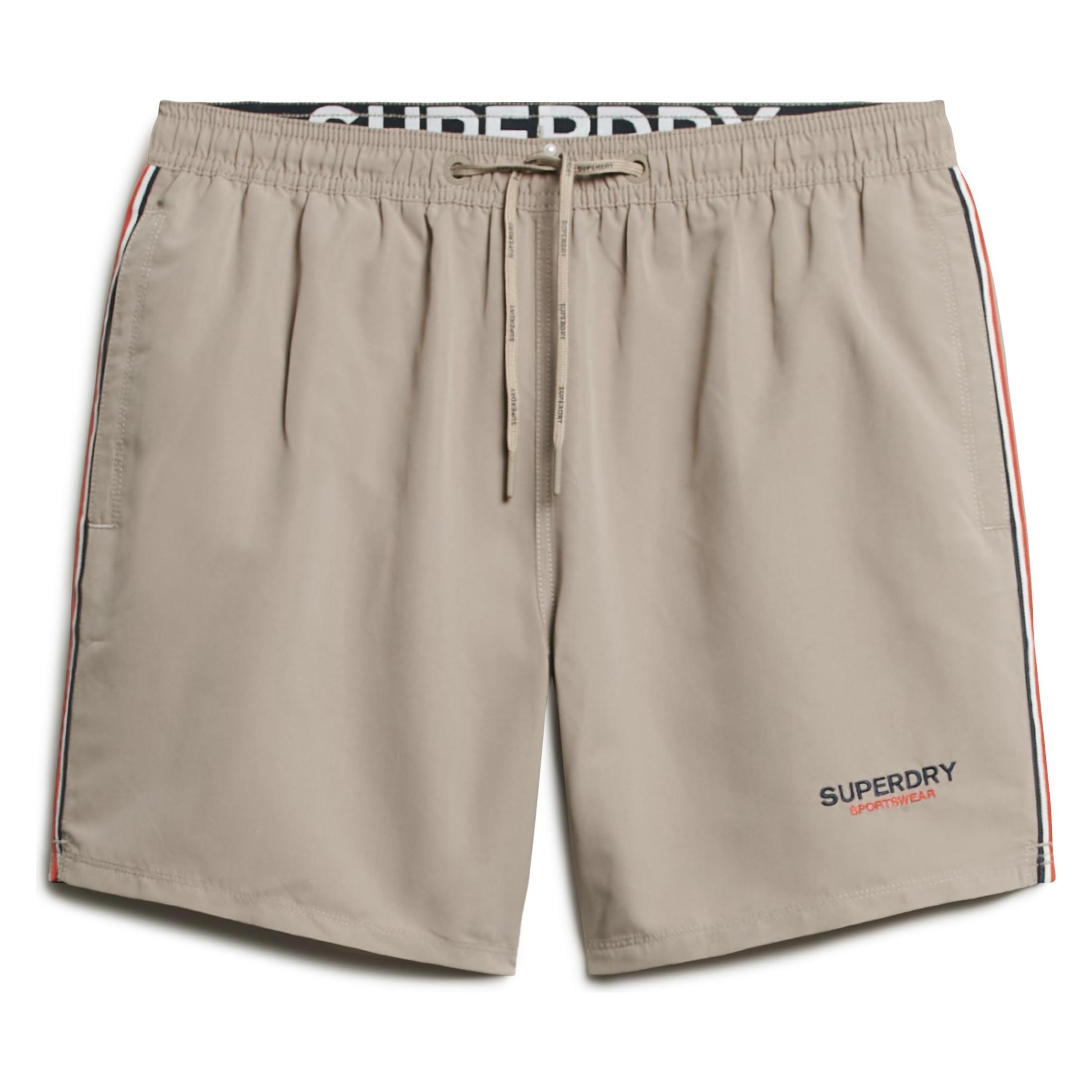 Superdry, Herren, Badehosen, 15" Sportswear Badeshorts Mit Stickerei, Beige, (L)
