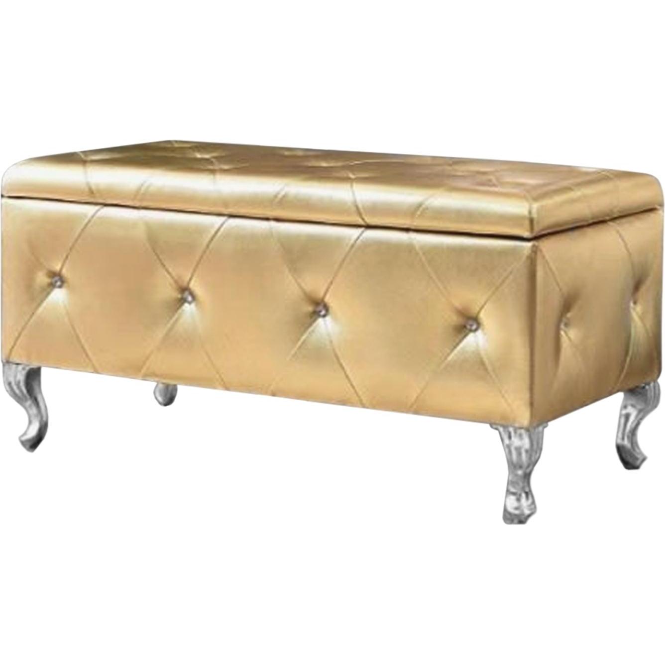 HTI-Living, Sitzbank, Gepolsterte Sitzbank mit Truhe Maribella Gold (96 cm)