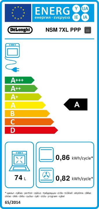 Energy Label De'Longhi De?Longhi NSM 7XL PPP oven 74 L A Black, Stainless steel