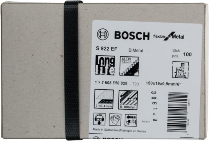 Image du produit Bosch Professional Zubehör Lame de scie sabre S 922 EF, Flexible for Metal, pack de 25