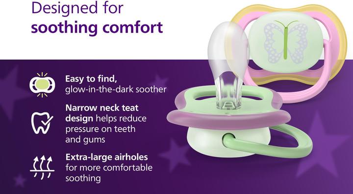Image du produit Philips Avent Pacifier SCF376/25 ultra air nuit (2 x, jusqu'à 6 M.)