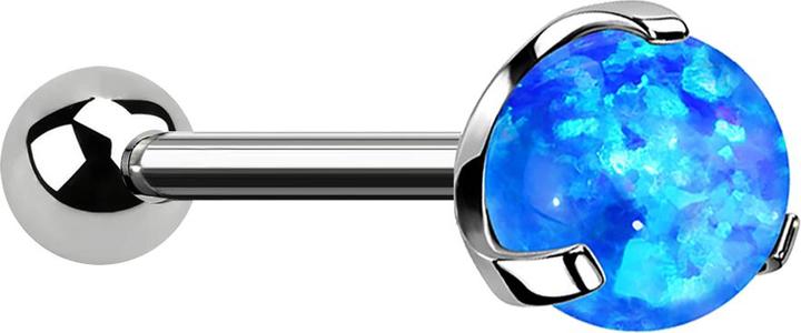 Actual product image Star Piercing Micro Threadless Barbell silber mit Kugel und Kugel Opal blau gefasst (Titanium, without brass)