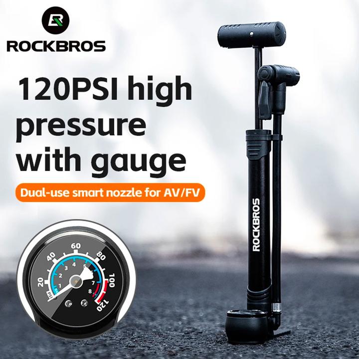 Actual product image Rockbros 42310006001 bicycle pump with pressure gauge - black