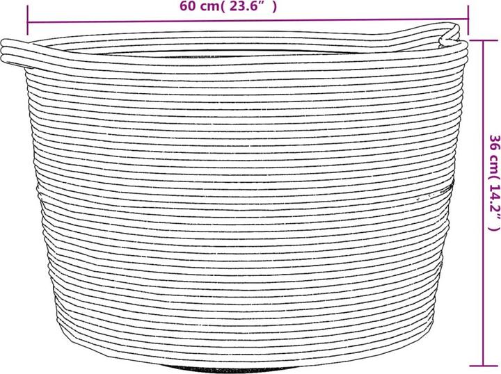 Immagine prodotto VidaXL Cesto per il bucato grigio e bianco Ø60x36 cm in cotone, colore: grigio