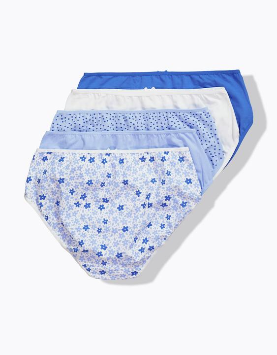 Produktbild Ulla Popken Midislips, 5er-Pack, Blumen/Blautöne (42, 5er Pack)