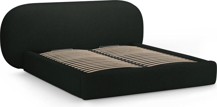 Actual product image Micadoni Boucle Storage Bed with Headboard, "Ovalo", Black, 234x270x96 Made in Europe (180 x 200 cm)