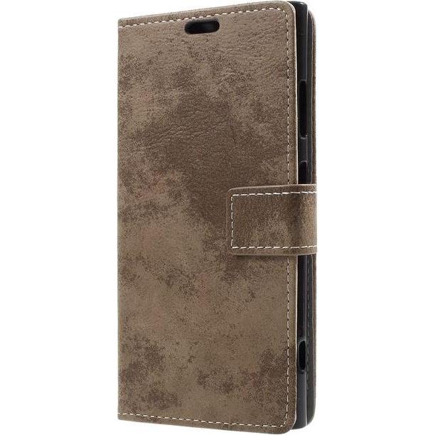 Thumbnail - MU Classic Leder Bookcover im Vintage Look (Xperia XA1 Plus), Smartphone Hülle, Braun