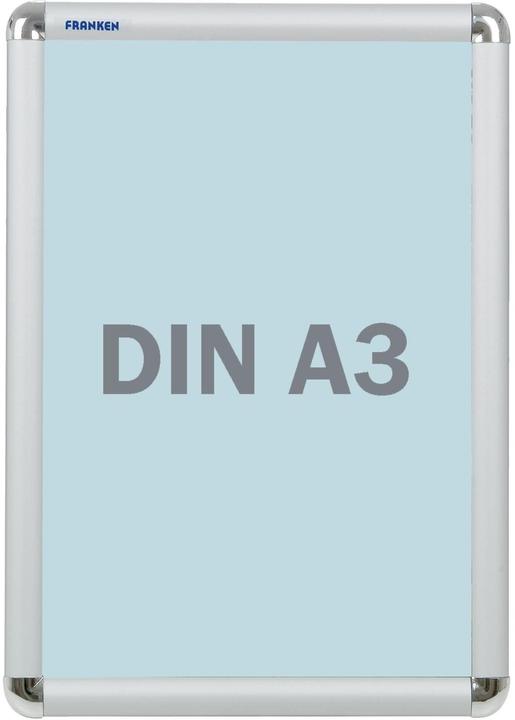 Produktbild Franken Plakatrahmen DIN A3, 25 mm Rahmenprofil silbereloxierter Aluminium-Klapprahmen, Kunststoffecken (A3)