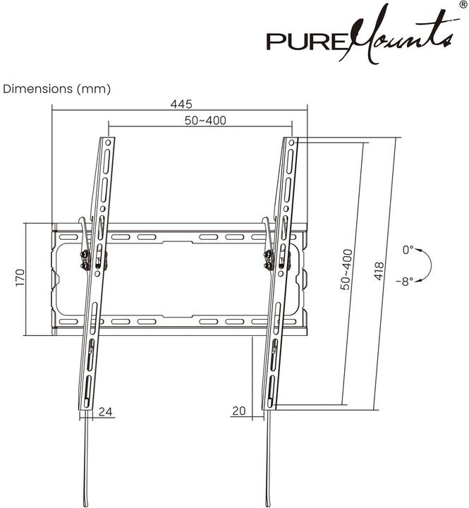 Produktbild PureMounts Wandhalterung PM-BT410 Schwarz (Wand, 45 kg)